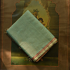 Colors of Devotion | Maheshwari Silk - Golden Zri And Tissue Saree  - Pistachio Green