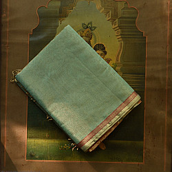 Colors of Devotion | Maheshwari Silk - Golden Zri And Tissue Saree  - Pistachio Green