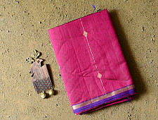 Pavitra . पवित्रा | Zari Border Maheshwari Silk Saree ~ Rani Pink