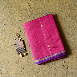 Pavitra . पवित्रा | Zari Border Maheshwari Silk Saree ~ Rani Pink