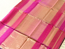Pavitra . पवित्रा | Zari Border Maheshwari Silk Saree ~ Rani Pink