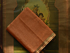 Colors of Devotion | Maheshwari Handwoven Silk - Golden Zri And Tissue Saree