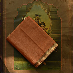 Colors of Devotion | Maheshwari Handwoven Silk - Golden Zri And Tissue Saree