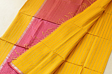 Pavitra . पवित्रा | Zari Stripes Maheshwari Silk Saree ~ Yellow