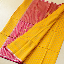 Pavitra . पवित्रा | Zari Stripes Maheshwari Silk Saree ~ Yellow