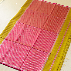Pavitra . पवित्रा | Zari Stripes Maheshwari Handloom Silk Saree