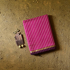 Pavitra . पवित्रा | Handloom Rani Pink Maheshwari Silk Saree