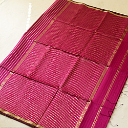 Pavitra . पवित्रा | Handloom Rani Pink Maheshwari Silk Saree