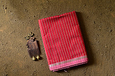 Pavitra . पवित्रा | Handloom Maheshwari Saree ~ Red With Pink Pallu