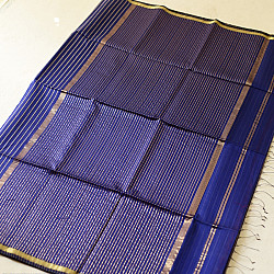 Pavitra . पवित्रा | Zari Stripes Maheshwari Saree ~ Royal Blue