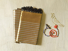 Rekha | Maheshwari Handloom Dress Material (Top & Dupatta) - Golden & Silver