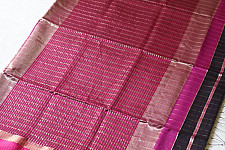 Pavitra . पवित्रा | Handloom Maheshwari Silk Black Zari Checks Saree
