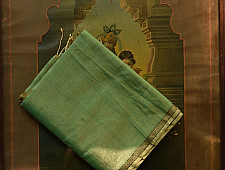 Colors of Devotion | Maheshwari Silk - Golden Zri And Tissue Green Saree  