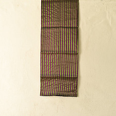 Rekha | Maheshwari - Zari Stripes Dress Material (Top & Dupatta) - Purple & Green