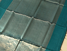 Colors of Devotion | Handloom Maheshwari Silk & Zari Saree ~ Teal