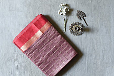 Pavitra . पवित्रा | Handloom Maheshwari Saree / Red with golden Zari Checks