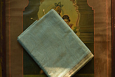 Colors of Devotion | Maheshwari Silk - Golden Zri And Tissue Saree - Greenish Blue