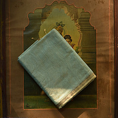 Colors of Devotion | Maheshwari Silk - Golden Zri And Tissue Saree - Greenish Blue