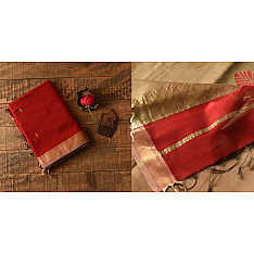 Pavitra . पवित्रा | Handwoven Maheshwari Red Saree With Golden Pallu 