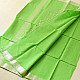 buy Handloom Silver Zari Border Maheshwari Saree ~ Green