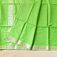 buy Handloom Silver Zari Border Maheshwari Saree ~ Green