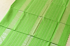 Pavitra . पवित्रा | Silver Zari Border Maheshwari Saree ~ Green