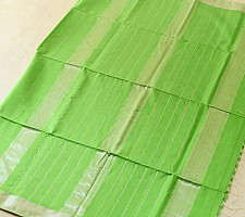 Pavitra . पवित्रा | Silver Zari Border Maheshwari Saree ~ Green