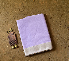 Pavitra . पवित्रा | Handloom Silver Zari Border Maheshwari Silk Saree ~ Purple