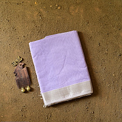 Pavitra . पवित्रा | Handloom Silver Zari Border Maheshwari Silk Saree ~ Purple