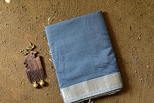 Pavitra . पवित्रा | Handloom Silver Zari Border Maheshwari Silk Saree