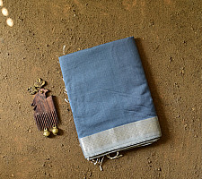 Pavitra . पवित्रा | Handloom Silver Zari Border Maheshwari Silk Saree