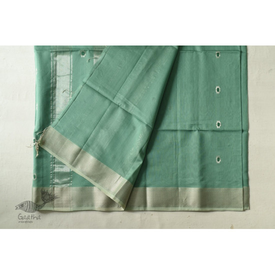 buy Handwoven Maheshwari silk saree - pistachio color