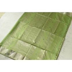 Pavitra . पवित्रा | Handwoven Maheshwari Saree With All Over Butta - Light Green