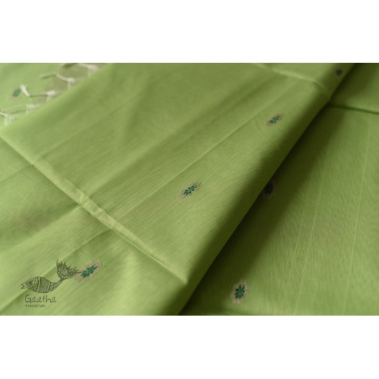 buy Handwoven Maheshwari Saree With All Over Butta - Light Green