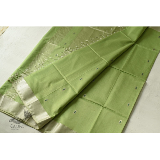 buy Handwoven Maheshwari Saree With All Over Butta - Light Green