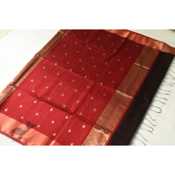 Pavitra . पवित्रा | Handwoven Maheshwari Saree - Black & Maroon