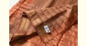 buy Handwoven Maheshwari silk sareeHandwoven Maheshwari Silk Saree With Zari Border - Rose Gold Color
