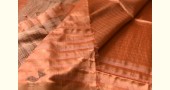 buy Handwoven Maheshwari silk sareeHandwoven Maheshwari Silk Saree With Zari Border - Rose Gold Color