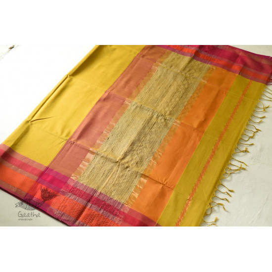 buy Handwoven Maheshwari Silk Saree With Resham Border and Kosa Pallu