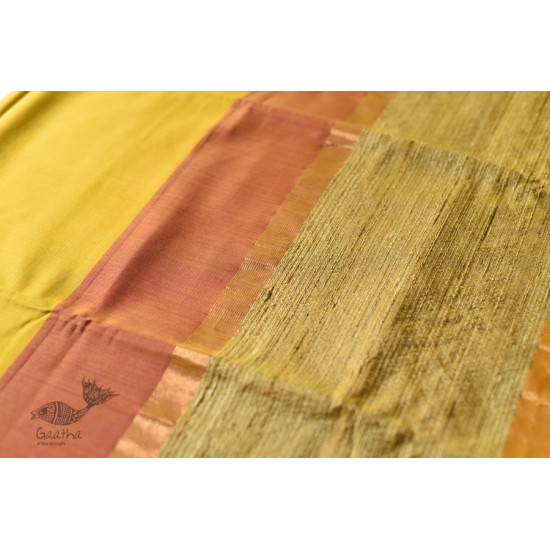 buy Handwoven Maheshwari Silk Saree With Resham Border and Kosa Pallu