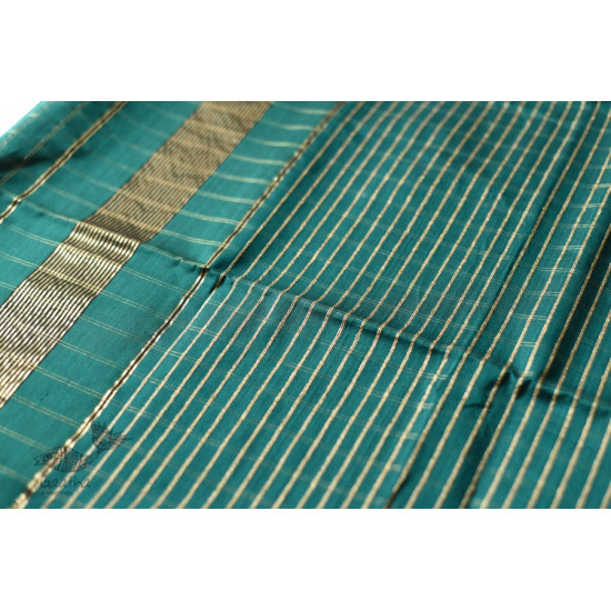 buy  Handwoven Maheshwari Saree With Zari Checks - Teal