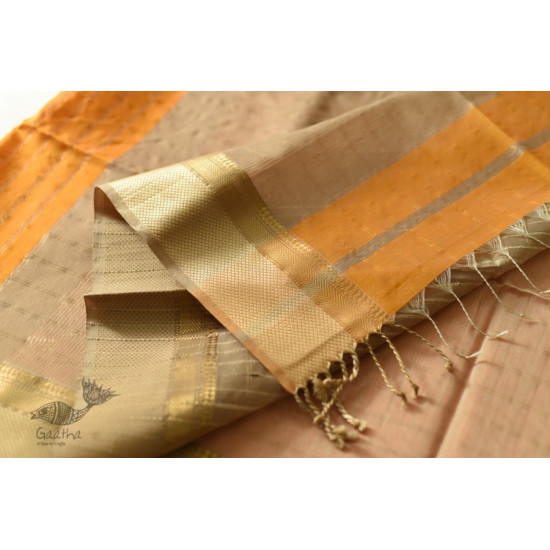 buy Handwoven Maheshwari Checks Saree - Yellow