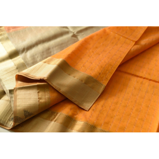 buy Handwoven Maheshwari Checks Saree - Yellow