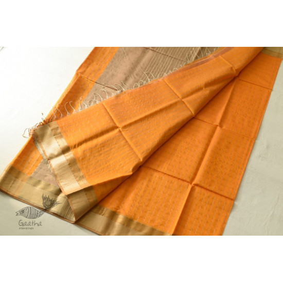 buy Handwoven Maheshwari Checks Saree - Yellow