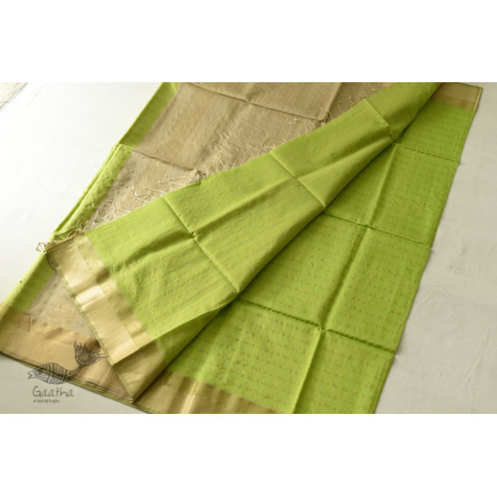 buy Handwoven Maheshwari Checks Saree - Liril Green Color