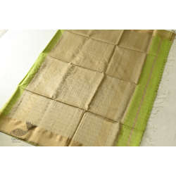 Pavitra . पवित्रा | Handwoven Maheshwari Checks Saree - Liril Green Color