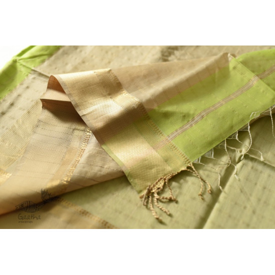 buy Handwoven Maheshwari Checks Saree - Liril Green Color