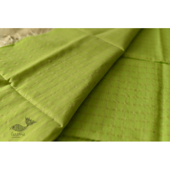 buy Handwoven Maheshwari Checks Saree - Liril Green Color