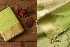 Pavitra . पवित्रा | Handwoven Maheshwari Checks Saree - Liril Green Color