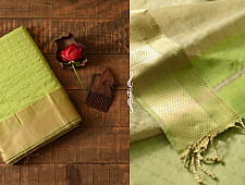 Pavitra . पवित्रा | Handwoven Maheshwari Checks Saree - Liril Green Color